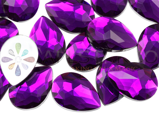 purple amethyst teardrop flat back acrylic gems pear tear drop plastic rhinestones for craft gemstones body jewels face skin cabochons embellishments cosplay prop making jewelry making party diy crafts costume making scrapbooking high quality allstarco décor stones larp events film making