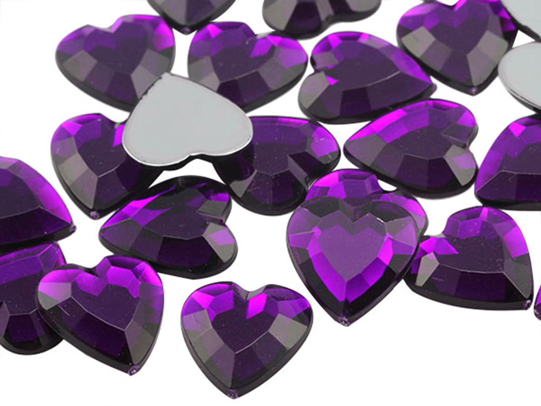 purple dark amethyst heart flat back acrylic gems valentine's day love gift girlfriend boyfriend mom dad family plastic rhinestones for craft gemstones body jewels face skin cabochons embellishments cosplay prop making jewelry making party diy crafts costume making scrapbooking high quality allstarco décor stones larp events film making