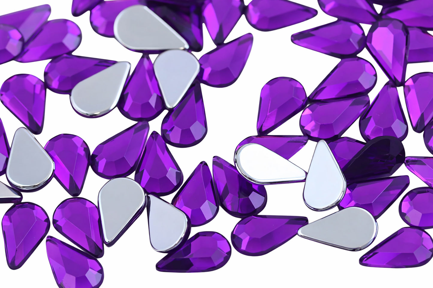 Lila Amethyst Flachem Rücken Tränenform  Gems