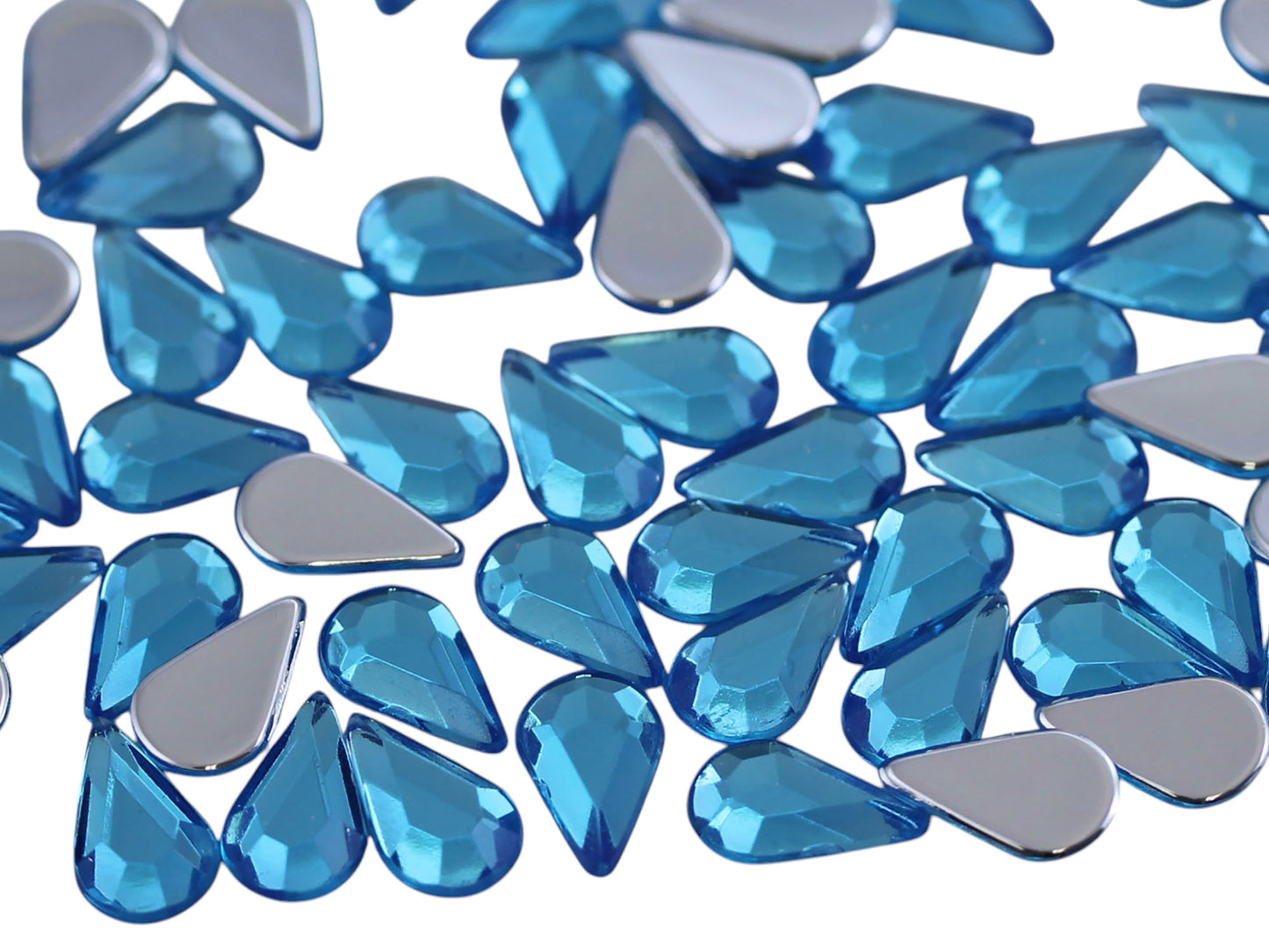 Blauer Aqua Flachem Rücken Tränenform  Gems