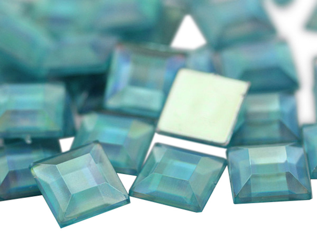 blue aqua aquamarine ab square flat back acrylic gems plastic rhinestones for craft gemstones body jewels face skin cabochons embellishments cosplay prop making jewelry making party diy crafts costume making scrapbooking high quality allstarco décor stones larp events film making