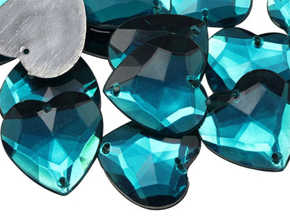 blue aqua aquamarine heart valetine's day love flat back sew on sewing beads craft gems plastic rhinestones acrylic gemstones jewels with holes for clothing embellishments costume making cosplay diy garment prop making dress jewels for fabric crystals allstarco