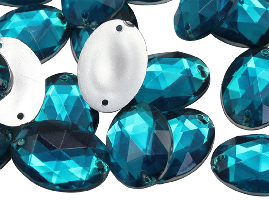 blue aqua aquamarine oval flat back sew on sewing beads craft gems plastic rhinestones acrylic gemstones jewels with holes for clothing embellishments costume making cosplay diy garment prop making dress jewels for fabric crystals allstarco