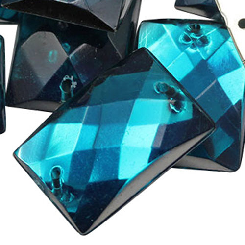 blue aqua aquamarine rectangle rectangular flat back sew on sewing beads craft gems plastic rhinestones acrylic gemstones jewels with holes for clothing embellishments costume making cosplay diy garment prop making dress jewels for fabric crystals allstarco