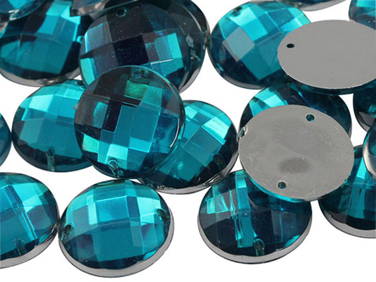 blue aqua sew on round flat back acrylic gems jewels gemstones sewing embellishments garment making diy craft costume making