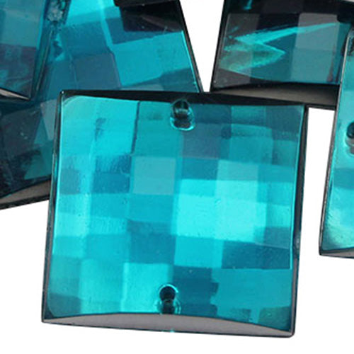 blue aqua square flat back sew on sewing beads craft gems plastic rhinestones acrylic gemstones jewels with holes for clothing embellishments costume making cosplay diy garment prop making dress jewels for fabric crystals allstarco