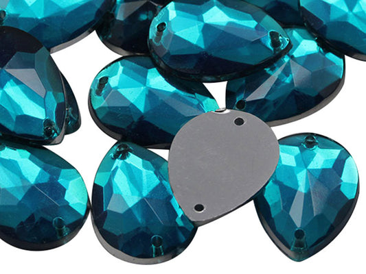 Blue Aqua Teardrop Sew On Gems - 18x13mm - 50 Pieces