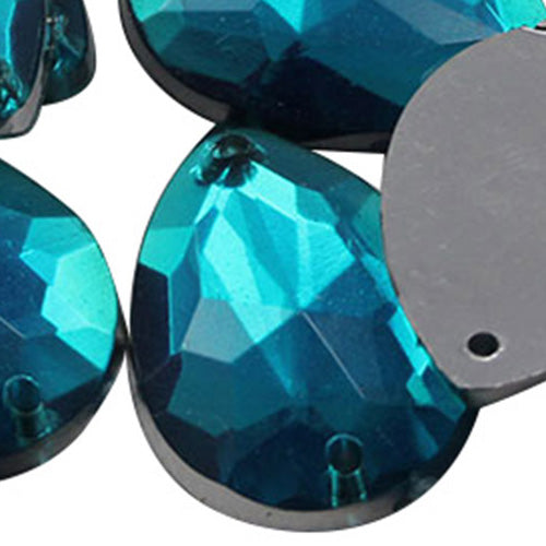 Blue Aqua Teardrop Sew On Gems - 18x13mm - 50 Pieces