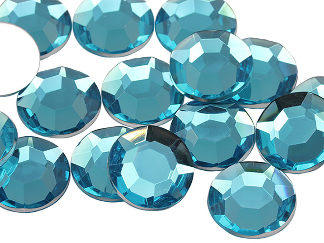 blue aqua aquamarine round circle flat back acrylic gems plastic rhinestones for craft gemstones body jewels face skin cabochons embellishments cosplay prop making jewelry making party diy crafts costume making scrapbooking high quality allstarco décor stones larp events film making card making crafting school kids fun creative