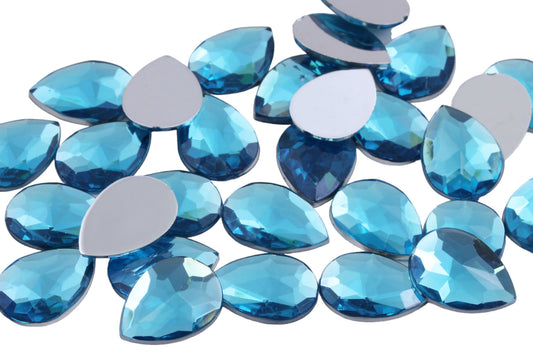 blue aqua aquamarine teardrop flat back acrylic gems pear tear drop plastic rhinestones for craft gemstones body jewels face skin cabochons embellishments cosplay prop making jewelry making party diy crafts costume making scrapbooking high quality allstarco décor stones larp events film making