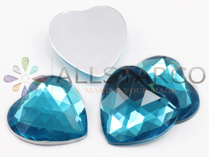 blue aqua aquamarine heart flat back acrylic gems valentine's day love gift girlfriend boyfriend mom dad family plastic rhinestones for craft gemstones body jewels face skin cabochons embellishments cosplay prop making jewelry making party diy crafts costume making scrapbooking high quality allstarco décor stones larp events film making