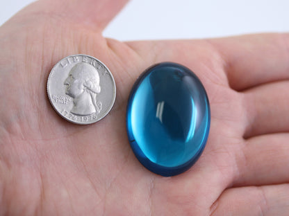 Extra Large Blue Aquamarine Flat Back Oval Cabochons - 40x30mm - 4 Pieces