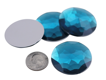 Blue Aquamarine Extra Large Flat Back Round Gems