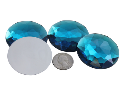 Blue Aquamarine Extra Large Flat Back Round Gems