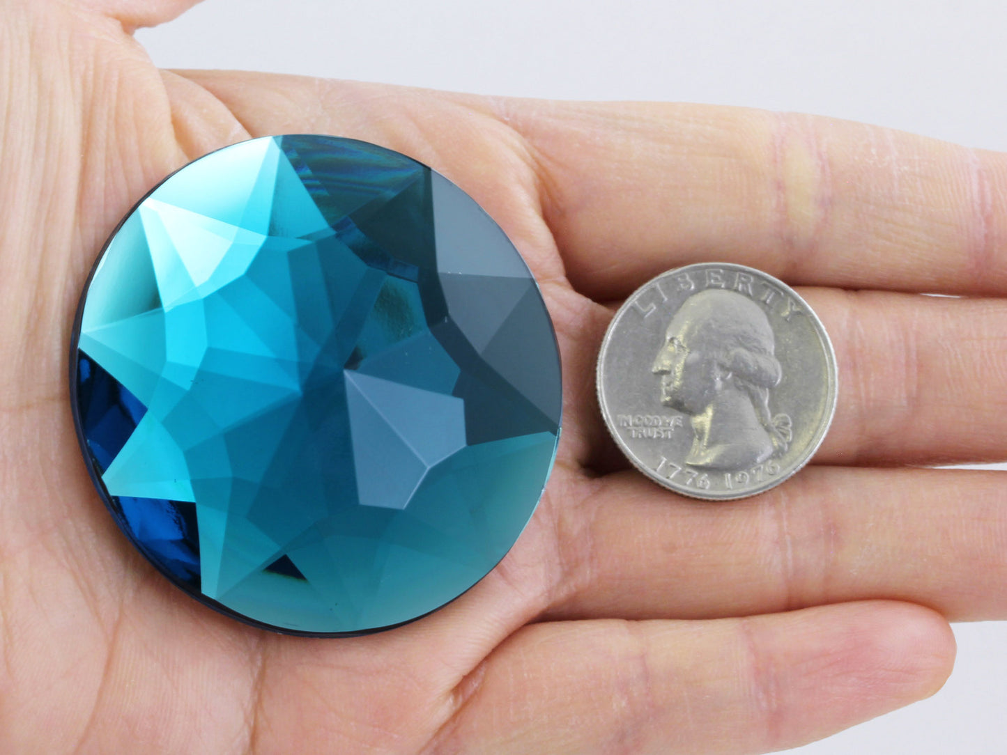 Blue Aquamarine Extra Large Flat Back Round Gems