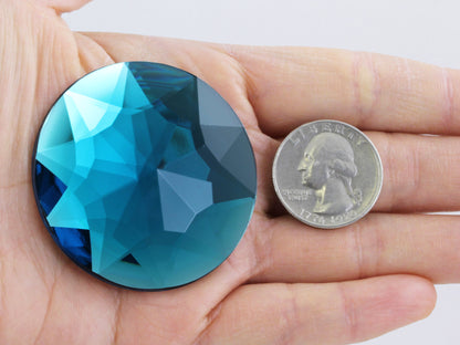 Blue Aquamarine Extra Large Flat Back Round Gems