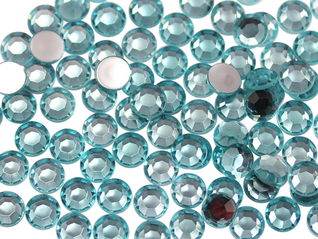 blue aqua light round circle flat back acrylic gems plastic rhinestones for craft gemstones body jewels face skin cabochons embellishments cosplay prop making jewelry making party diy crafts costume making scrapbooking high quality allstarco décor stones larp events film making card making crafting school kids fun creative