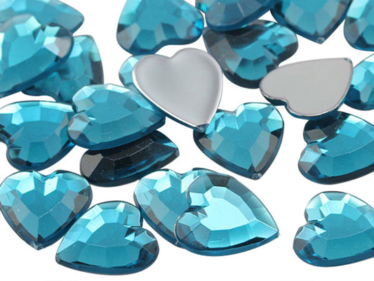 blue aqua aquamarine heart flat back acrylic gems valentine's day love gift girlfriend boyfriend mom dad family plastic rhinestones for craft gemstones body jewels face skin cabochons embellishments cosplay prop making jewelry making party diy crafts costume making scrapbooking high quality allstarco décor stones larp events film making