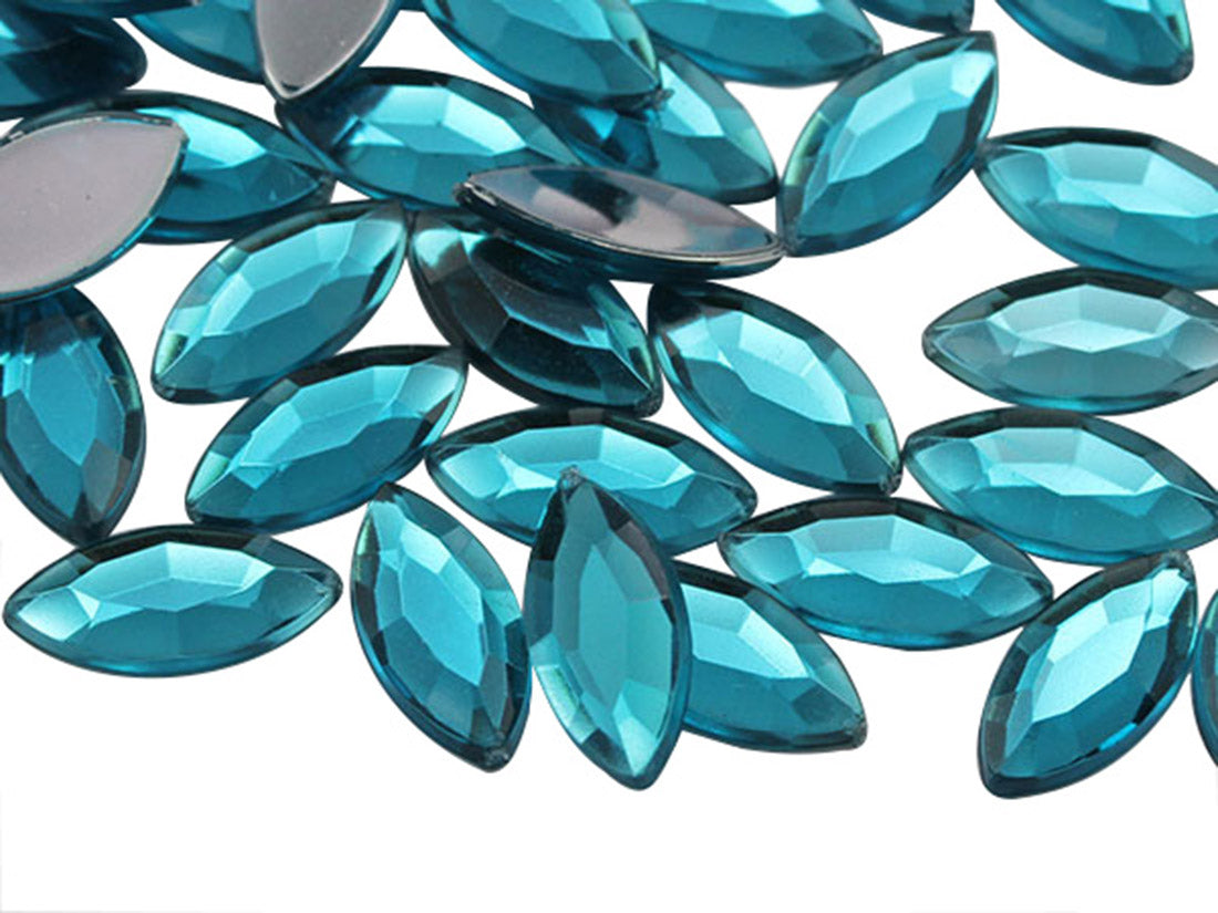 blue aqua aquamarine navette flat back acrylic gems plastic marquise horse eye rhinestones for craft gemstones body jewels face skin cabochons embellishments cosplay prop making jewelry making party diy crafts costume making scrapbooking high quality allstarco décor stones larp events film making