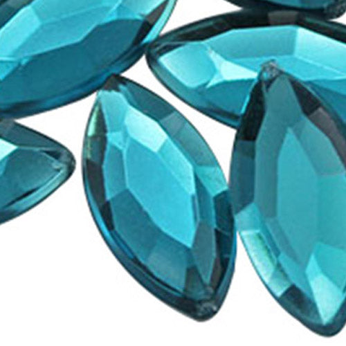 Blue Aquamarine Navette Acrylic Gems – Perfect for DIY Projects