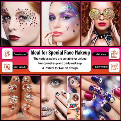 sticky rhinestones stick on gems self adhesive jewels lead free  face stones party cosplay face gemstones rhinestones card making invitations body jewels skin phone craft embellishments with glue sparkle crafting scrapbooking diy peel and stick halloween birthday wedding shinny allstarco plastic sticky back jewels stickon stick-on rave jewels diy flat back