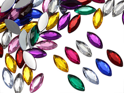 assorted colors multipack multicolor navette flat back acrylic gems plastic marquise horse eye rhinestones for craft gemstones body jewels face skin cabochons embellishments cosplay prop making jewelry making party diy crafts costume making scrapbooking high quality allstarco décor stones larp events film making