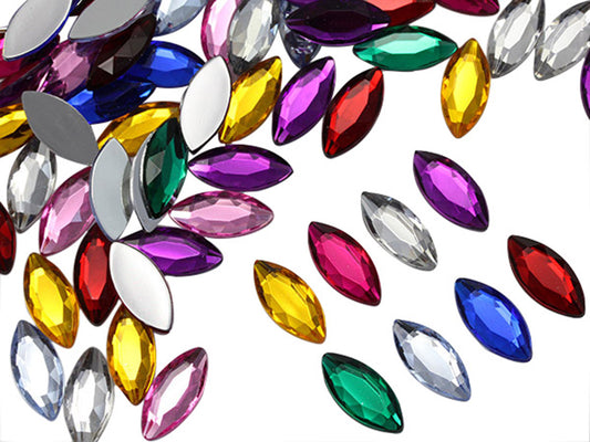 assorted colors multipack multicolor mix navette marquise horse eye flat back acrylic gems plastic rhinestones for craft gemstones body jewels face skin cabochons embellishments cosplay prop making jewelry making party diy crafts costume making scrapbooking high quality allstarco décor stones larp events film making card making crafting school kids fun creative
