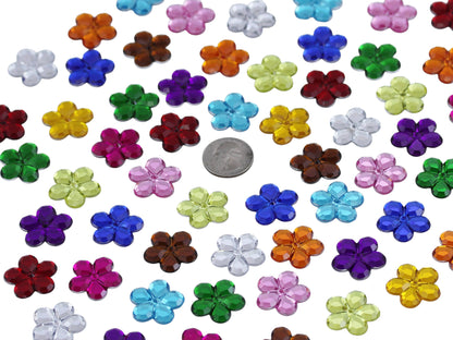 Assorted Colors Flat Back Flower Gems