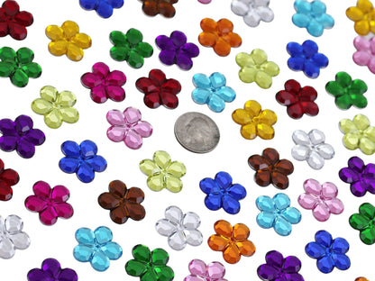 Assorted Colors Flat Back Flower Gems