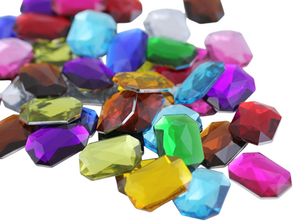 Assorted Colors Flat Back Octagon Gems