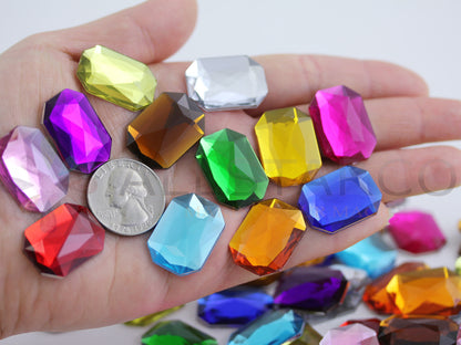 Assorted Colors Flat Back Octagon Gems