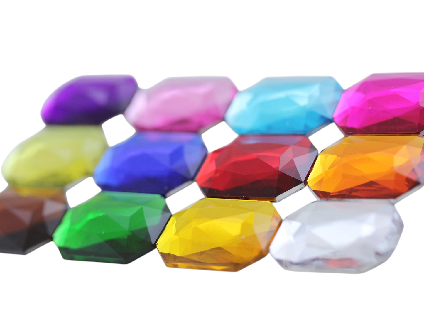 Assorted Colors Flat Back Octagon Gems