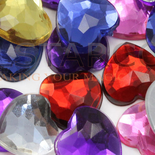 assorted colors multipack multicolor mix heart love valentine's day dad mom gift girlfriend flat back acrylic gems plastic rhinestones for craft gemstones body jewels face skin cabochons embellishments cosplay prop making jewelry making party diy crafts costume making scrapbooking high quality allstarco décor stones larp events film making card making crafting school kids fun creative