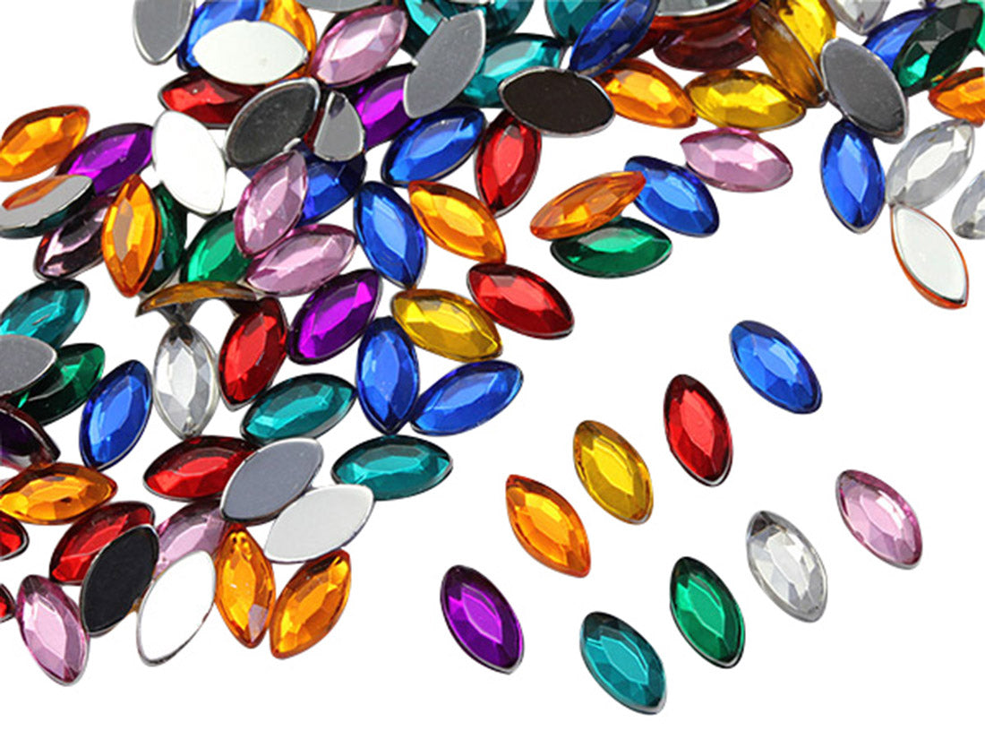 assorted colors multipack multicolor navette flat back acrylic gems plastic marquise horse eye rhinestones for craft gemstones body jewels face skin cabochons embellishments cosplay prop making jewelry making party diy crafts costume making scrapbooking high quality allstarco décor stones larp events film making