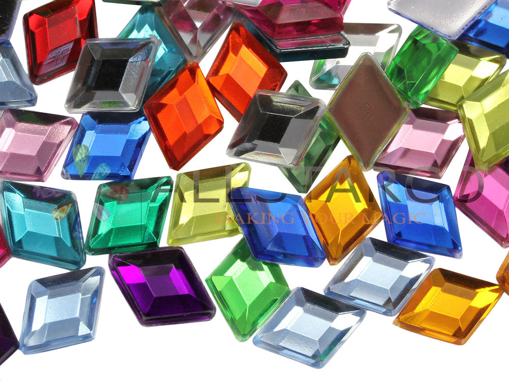 diamond flat back acrylic gems plastic rhombus rhinestones for craft gemstones body jewels face skin cabochons embellishments cosplay prop making jewelry making party diy crafts costume making scrapbooking high quality allstarco décor stones larp events film making