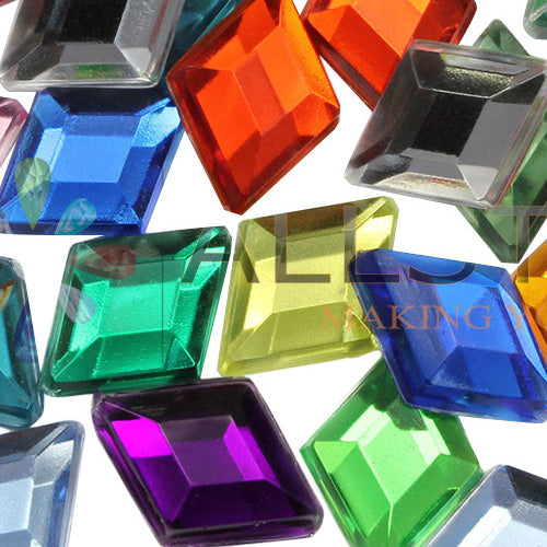 assorted colors multipack multicolor mix diamond rhombus flat back acrylic gems plastic rhinestones for craft gemstones body jewels face skin cabochons embellishments cosplay prop making jewelry making party diy crafts costume making scrapbooking high quality allstarco décor stones larp events film making card making crafting school kids fun creative