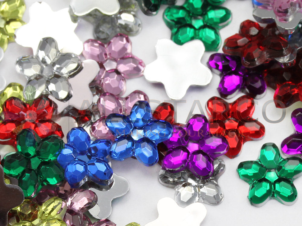assorted colors multipack multicolor flower flat back acrylic gems plastic rhinestones for craft gemstones body jewels face skin cabochons embellishments cosplay prop making jewelry making party diy crafts costume making scrapbooking high quality allstarco décor stones larp events film making card making crafting school kids fun creative
