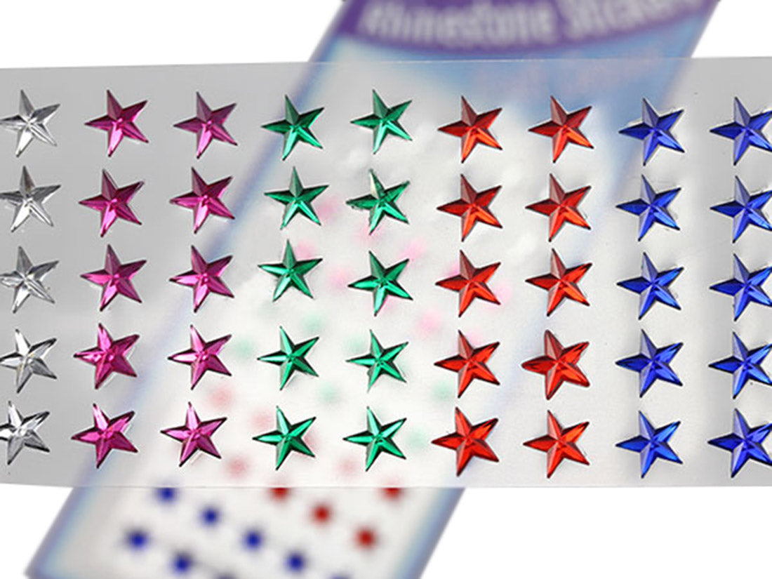 assorted colors stars sticky rhinestones stick on gems self adhesive jewels lead free  face stones party cosplay face gemstones rhinestones card making invitations body jewels skin phone craft embellishments with glue sparkle crafting scrapbooking diy peel and stick halloween birthday wedding shinny allstarco plastic sticky back jewels stickon stick-on rave jewels diy flat back