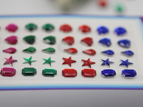 assorted shapes colors heart round octagon teardrop star sticky rhinestones stick on gems self adhesive jewels lead free  face stones party cosplay face gemstones rhinestones card making invitations body jewels skin phone craft embellishments with glue sparkle crafting scrapbooking diy peel and stick halloween birthday wedding shinny allstarco plastic sticky back jewels stickon stick-on rave jewels diy flat back