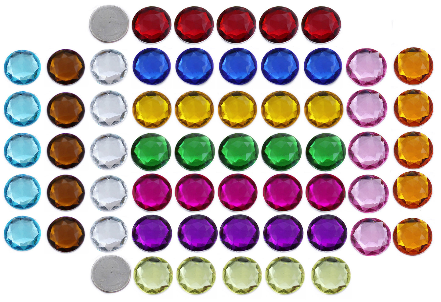 Assorted Colors Flat Back Round Gems