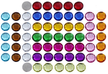 Assorted Colors Flat Back Round Gems