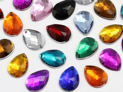 Green Emerald Teardrop Sew On Gems - 18x13mm - 50 Pieces