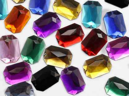 assorted colors multicolor multipack octagon flat back sew on sewing beads craft gems plastic rhinestones acrylic gemstones jewels with holes for clothing embellishments costume making cosplay diy garment prop making dress jewels for fabric crystals 