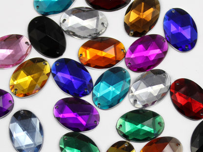 assorted colors multicolor multipack oval flat back sew on sewing beads craft gems plastic rhinestones acrylic gemstones jewels with holes for clothing embellishments costume making cosplay diy garment prop making dress jewels for fabric crystals 