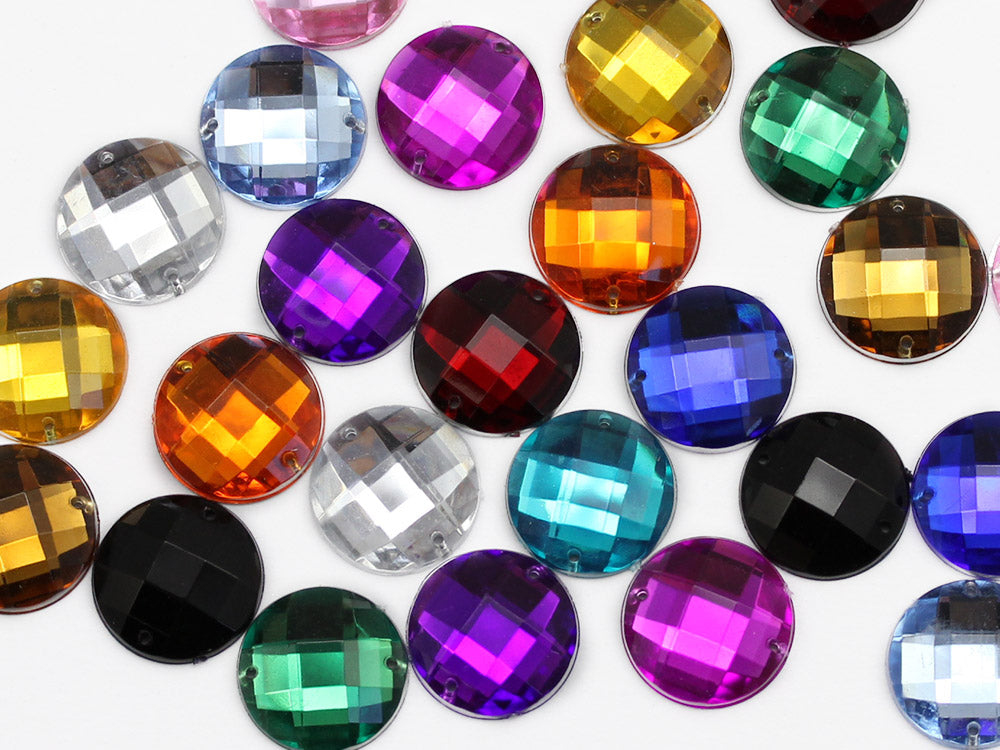 blue aqua sew on round flat back acrylic gems jewels gemstones sewing embellishments garment making diy craft costume making