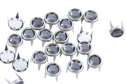 gray black diamond bedazzler rhinestones gemagic studs in silver settings bedazzle for garment embellishments elvis costume making diy craft clothing jeans tees denim with prongs 4 legs