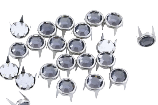 gray black diamond bedazzler rhinestones gemagic studs in silver settings bedazzle for garment embellishments elvis costume making diy craft clothing jeans tees denim with prongs 4 legs