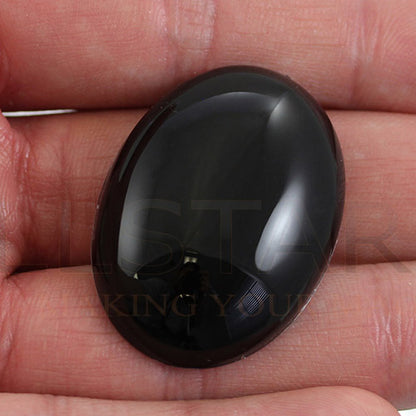 Extra Large Black Flat Back Oval Cabochons - 40x30mm - 4 Pieces
