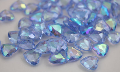 blue ab heart acrylic diamonds wedding plastic décor gems confetti table scatter aquarium jewels stones iridescent party stones special occasions bridal showers sparkling decorations  vase fillers centerpieces dazzle accent floral arrangements point back gemstones allstarco diy crafts crafting