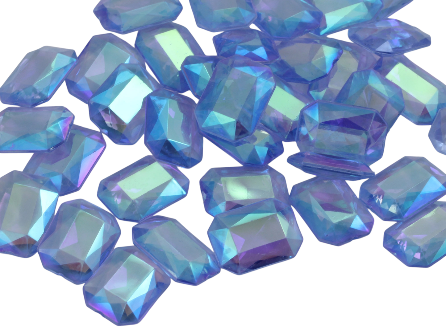 Light Blue AB Acrylic Octagon Shaped Diamonds - 13x18mm - 100 Pieces